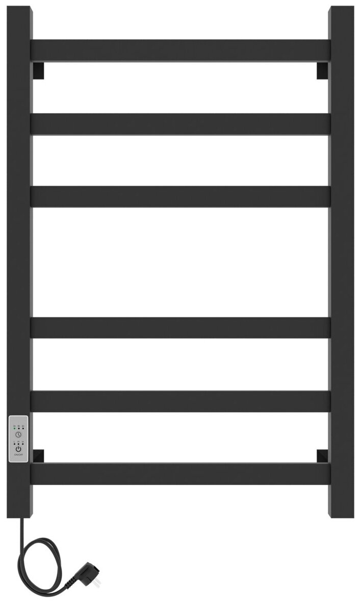 Полотенцесушитель электрический Ника STEP-1 400х600 мм левое подключение RAL 9005 (черный матовый) с терморегулятором и таймером - фотография № 3