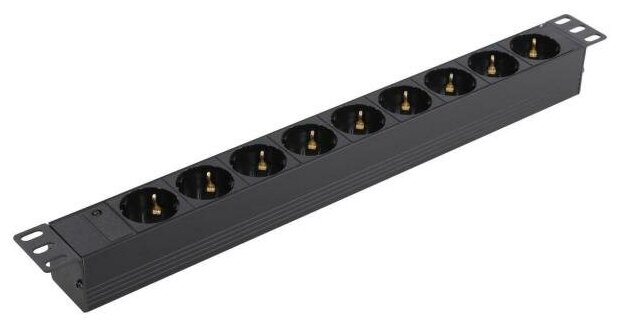 Exegate EX280847RUS Блок розеток ExeGate ServerPro PDU-19H901 Al-9S-C14, 19",1U,алюм, 9Schuko, С14 - фото №1