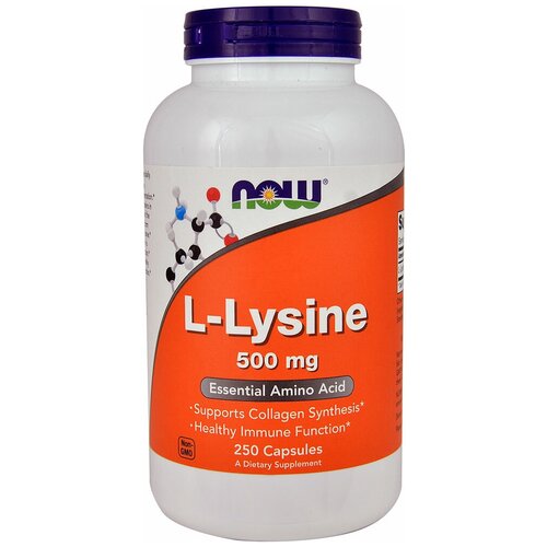 фото Аминокислота now l-lysine 500 mg, нейтральный, 250 шт.