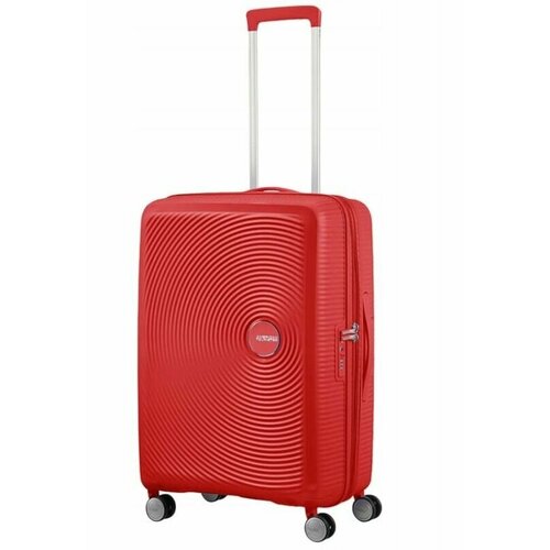 Чемодан American Tourister, полипропилен, водонепроницаемый, ребра жесткости, красный