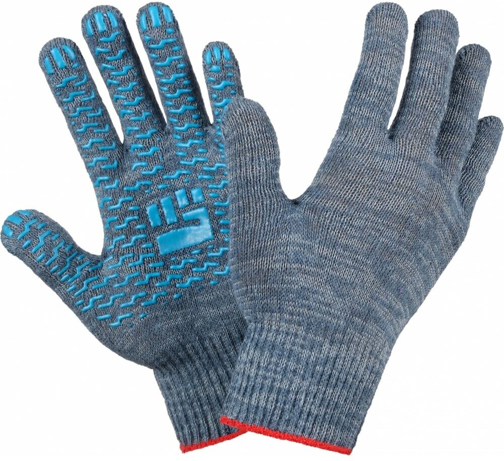 Трикотажные перчатки Фабрика перчаток, средние, с ПВХ, 10 класс, 4 нити, серые, р.М 4-10-СР-СЕР-(M) - фотография № 1