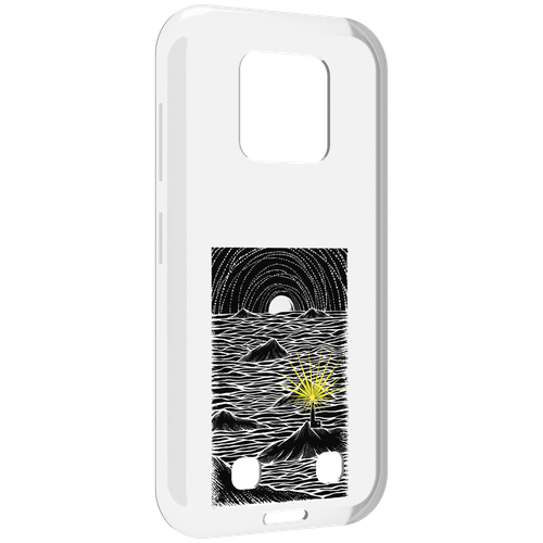Чехол MyPads маяк в черно белом море для Oukitel WP18 задняя-панель-накладка-бампер