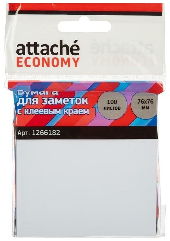 Клейкие закладки бумажные Attache Economy, белый по 100л, 76х76мм