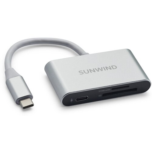 Картридер внешний SunWind SW-CR051-S, серебристый стыковочная станция sunwind sw ds047 s серебристый