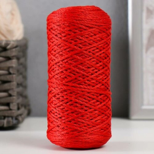 Пряжа-шнур, 100% полиэфир 1мм, 200 м/75 гр, красный цвет, 1 шт.