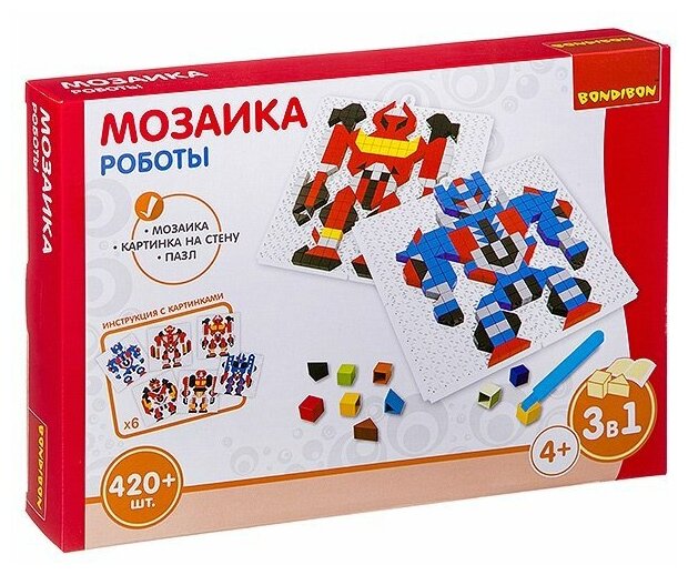 Логические, развивающие игры и игрушки Bondibon Мозаика "роботы", 420 дет