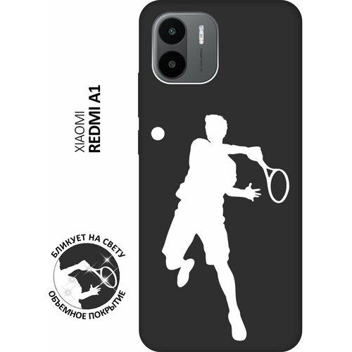 Матовый чехол Tennis W для Xiaomi Redmi A1 / Сяоми Редми А1 с 3D эффектом черный матовый чехол tennis w для xiaomi redmi 5 сяоми редми 5 с 3d эффектом черный