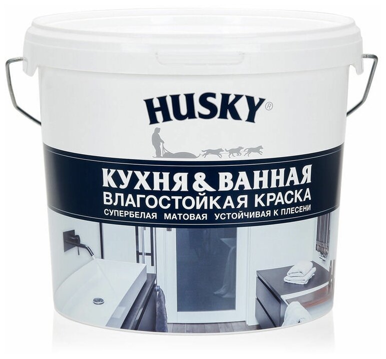 Краска для кухонь и ванных комнат Husky 5 л, белый