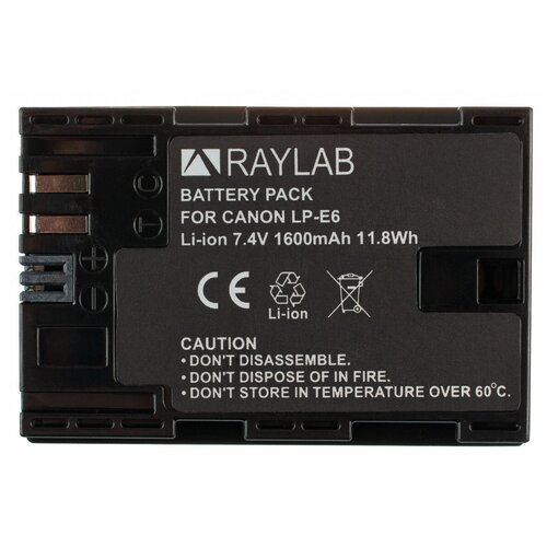 Аккумулятор Raylab RL-LPE6 1600мАч (для EOS 6D 60D 70D 80D 7D 5D mark II mark III)