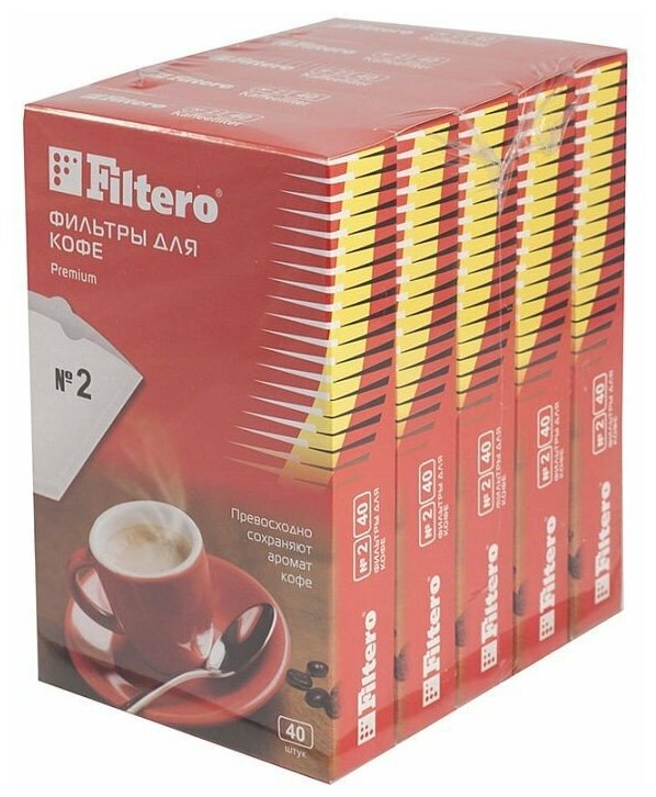 Фильтры для кофе FILTERO №2, для кофеварок, бумажные, 1x2, 200 шт, белый [2/200] - фото №6