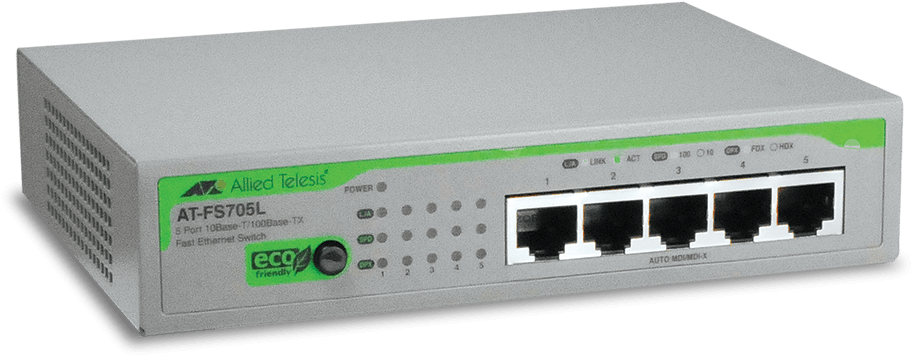 Коммутатор Allied Telesis AT-FS705LE-50 5x10/100TX with ext P/S - NO MDI/MDIx on all ports Layer 2 Switch Unmanaged