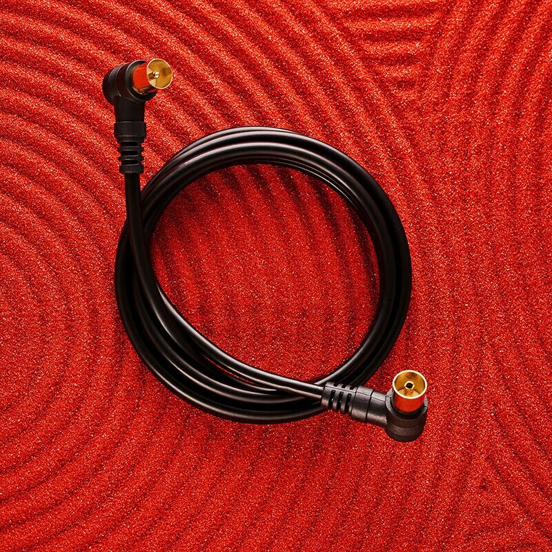 Шнур угловой (ТВ гнездо - ТВ штекер) 1.5 м для передачи аналоговых аудио- и видеосигнала, цвет: Черный