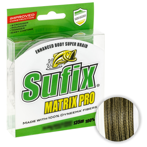 Плетёный шнур Sufix Matrix Pro Wax Shield 135м. 0.35мм. MIDNIGHT GREEN