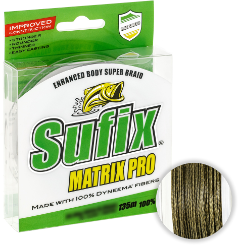 Плетёный шнур Sufix Matrix Pro Wax Shield 135м. 0.35мм. MIDNIGHT GREEN