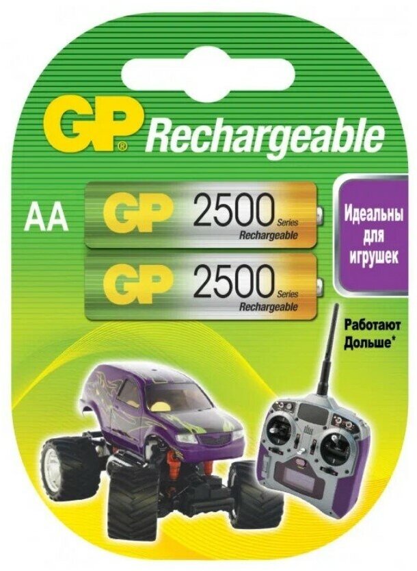 Аккумулятор Ni-Mh 2500 мА·ч GP Rechargeable 2500 series AA, 2 шт.