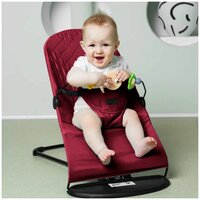 Качели для новорожденных, кресло-качалка для малышей, шезлонг детский+ дуга с игрушкой, Бордовый