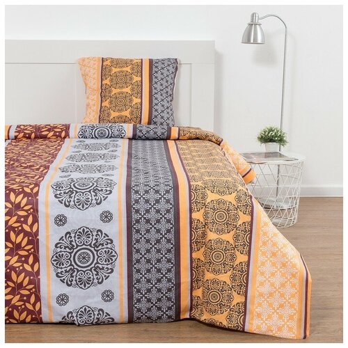 фото Постельное бельё 1, 5сп экономь и я нежность 147?215, 150?215, 70?70-1шт, цв.оранжевый, 120г/м?, б