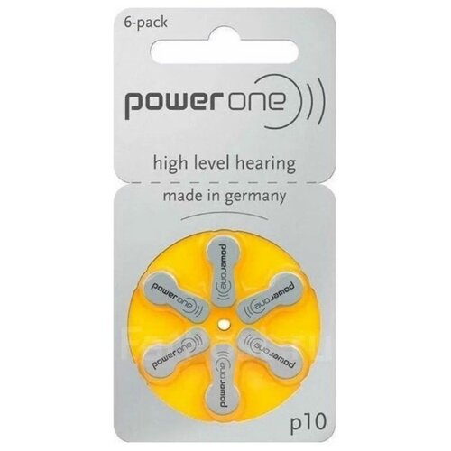 Батарейка Power One P10, в упаковке: 6 шт. батарейки powerone p13 pr48 для слуховых аппаратов упаковка 60 батареек