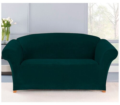 Чехол на двухместный диван Бруклин темно-зеленый