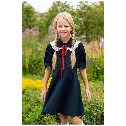 Школьное платье Leya.me, комплект, размер 128, синий