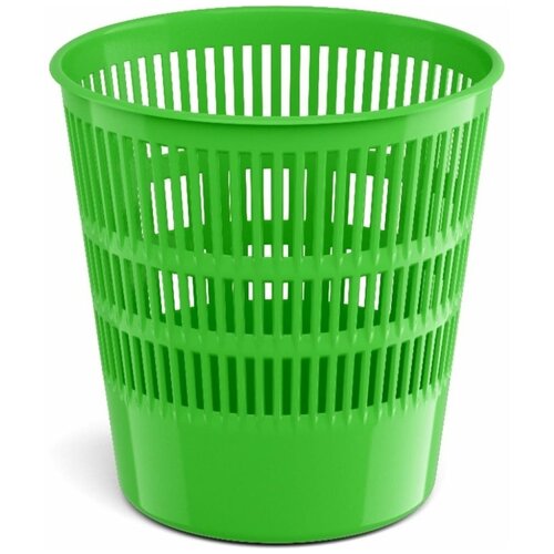 Корзина для бумаг и мусора Neon Solid, 12 литров, пластик, сетчатая, зеленый неон