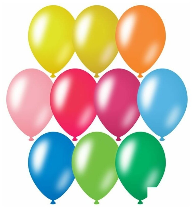 Воздушные шары MESHU, 50шт, 12" (30см), металлик, 10 цветов (MS_31623)