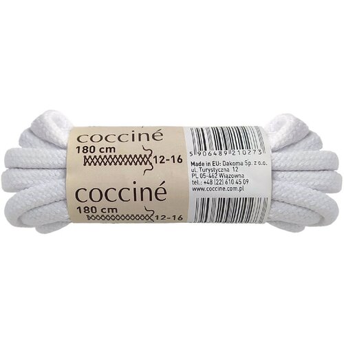 Шнурки хлопковые круглые толстые Coccine, белый, 5 мм, 180 см