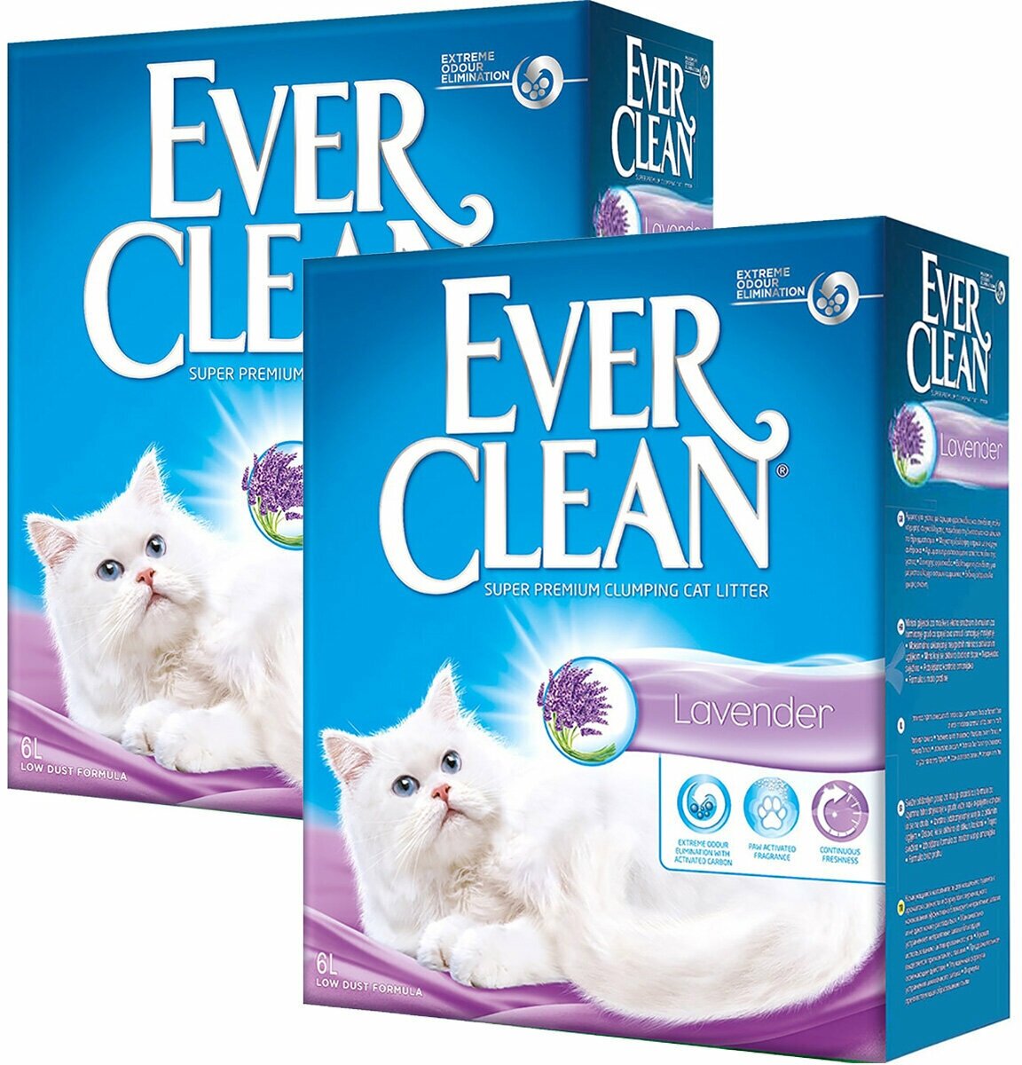 EVER CLEAN LAVENDER наполнитель комкующийся для туалета кошек с ароматом лаванды сиреневая полоска (6 + 6 л)