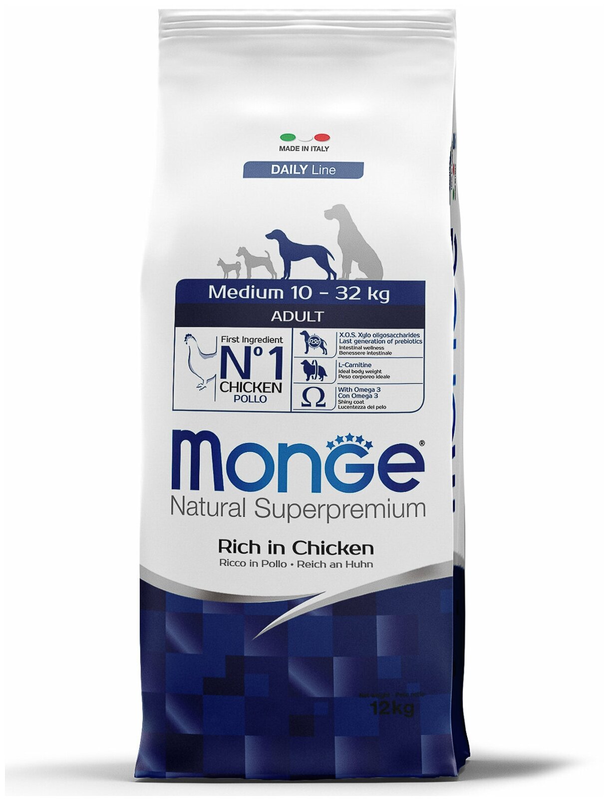 Monge (Монж) dog medium корм для взрослых собак средних пород 12 кг