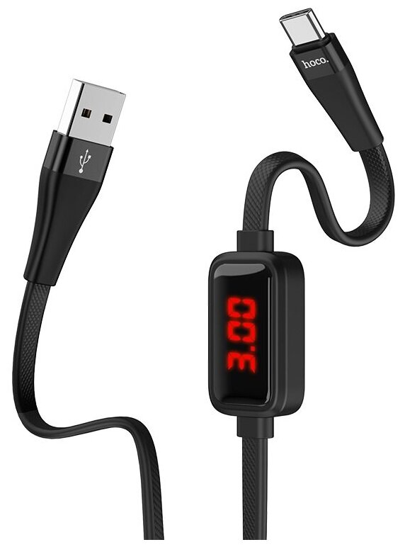 USB Кабель Type-C, HOCO, S4 with timing display, черный