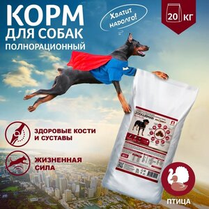 Полнорационный сухой корм для собак Зоогурман, для собак средних и крупных пород Active Life, Индейка/Turkey 20 кг