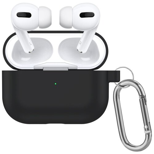 Чехол силиконовый для Airpods Pro , черный, с карабином силиконовый чехол для airpods pro с карабином прозрачный