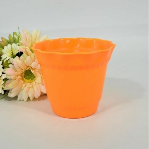 Кашпо ромашка 7х12х10,5см пластик оранжевое (5шт)