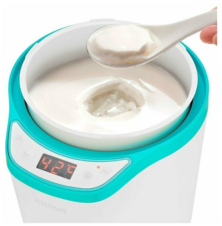 Йогуртница Kitfort КТ-2077-3 бело-бирюзовый