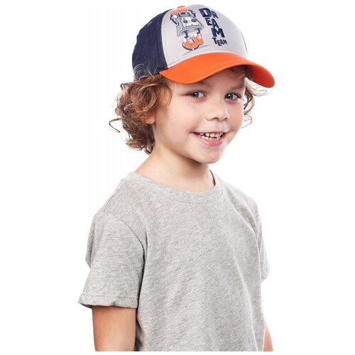 фото Бейсболка для мальчика kotik мс-9005, размер 52-54, синий+оранжевый
