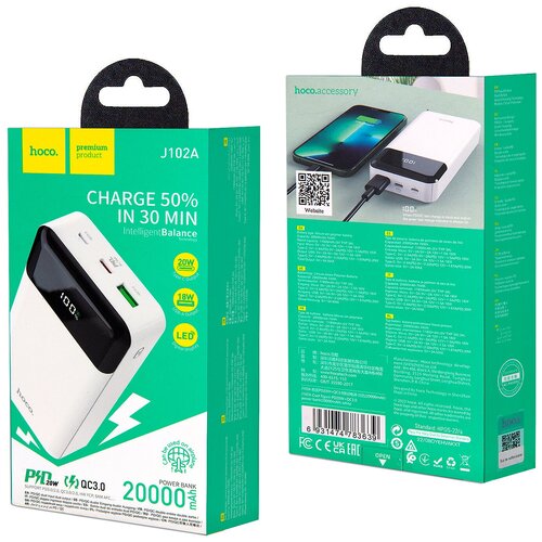 Внешний аккумулятор J102A 20000 mAh HOCO белый 183000₽