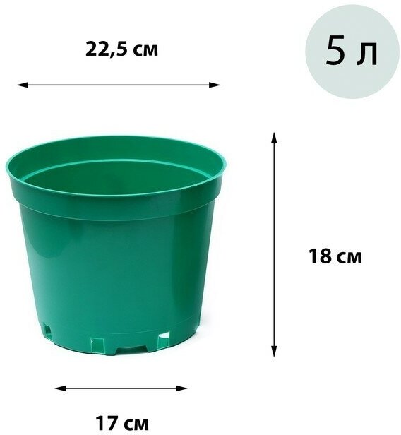 Горшок для рассады 5 л d = 22 см h = 18 см зелёный Greengo 3 штуки