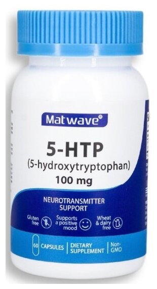 БАД Matwave 5-HTP 100 mg 5-гидрокситриптофан, 60 капсул