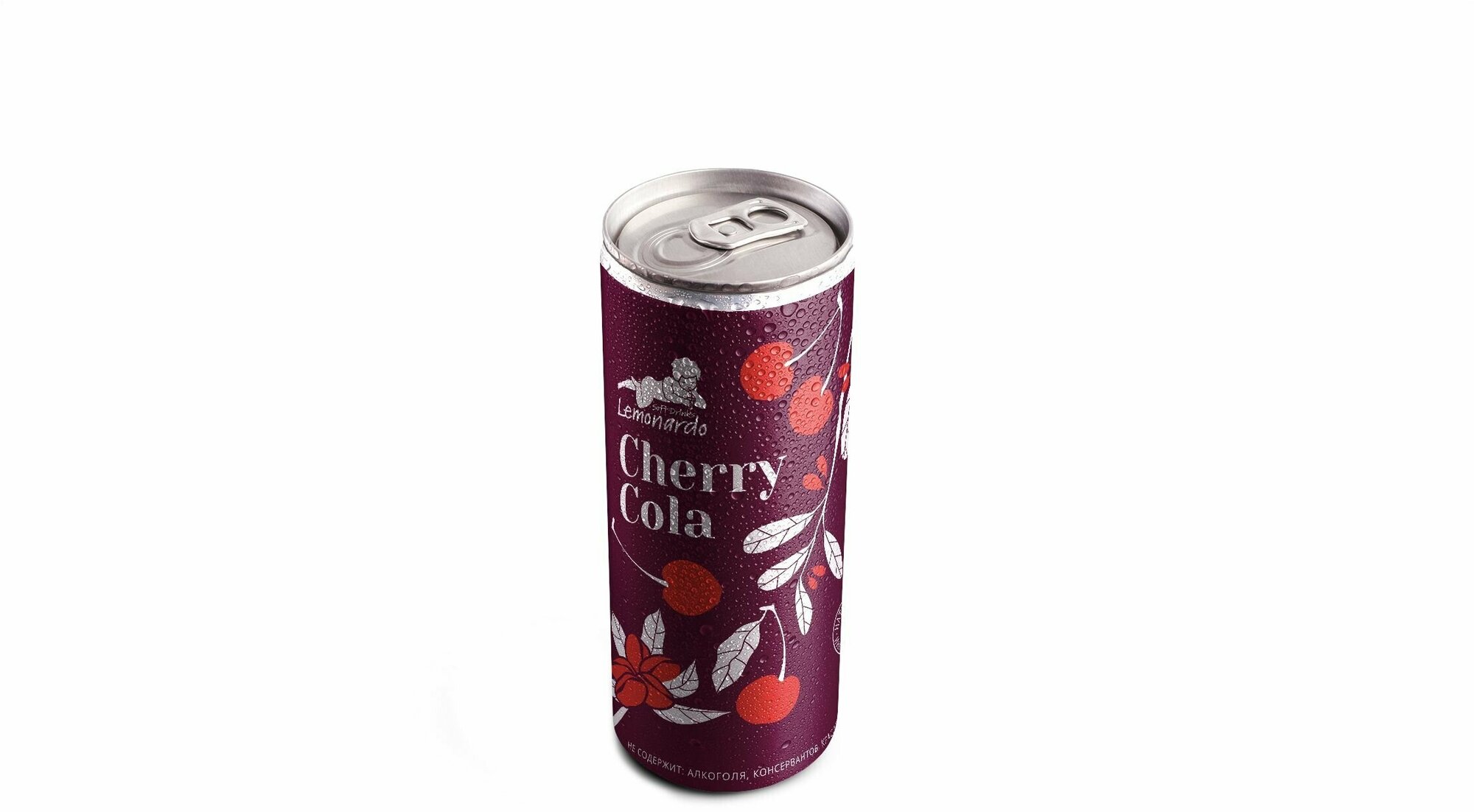 Напиток газированный Лимонад вишневая кола без сахара / Lemonardo Cherry Cola, алюминиевая банка 330мл. 12шт - фотография № 4