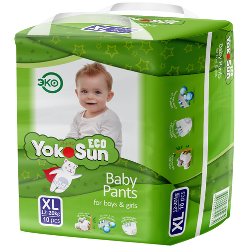 YokoSun трусики Eco XL, 12-20 кг, 10 шт., белый yokosun трусики eco xl 12 20 кг 38 шт 4 уп