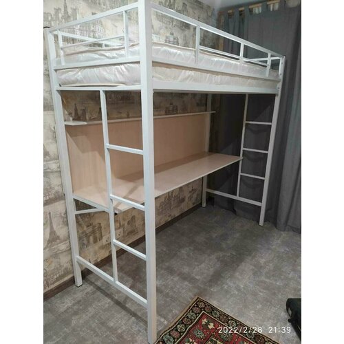 Металлическая кровать чердак Олимп 7 90190 цвет БелыйДуб молочный 18800₽