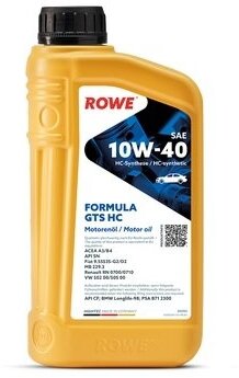 Синтетическое моторное масло ROWE Hightec Formula GTS SAE 10W-40 HC, 1 л