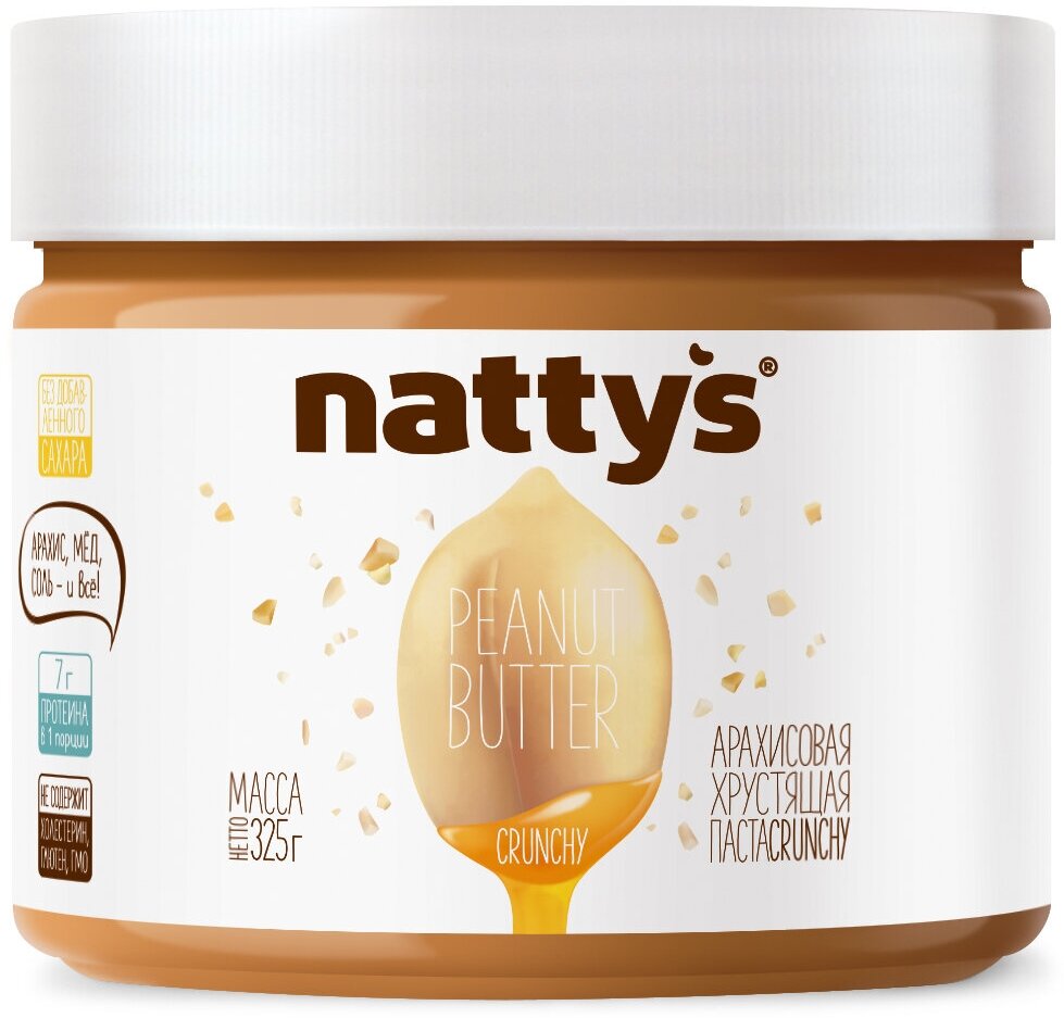 Арахисовая паста Nattys Crunchy хрустящая, 325г