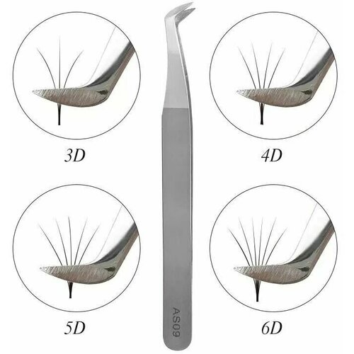 Пинцет для объёмного наращивания ресниц AS09 (топорик, сапожок)