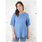 Блуза расклешенная для беременных Мамуля Красотуля Магда белый горох на голубом - изображение