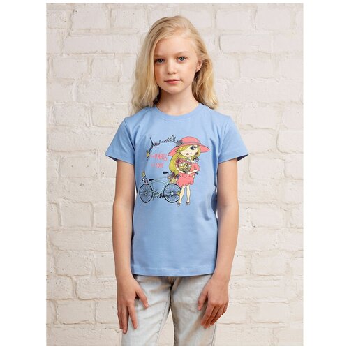 Футболка для девочки MOR, MOR-115910/001голубой-розовый, размер 116 - 122