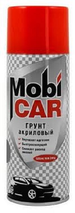 Аэрозольный грунт акриловый MobiCAR 520 мл матовый, цвет Серый