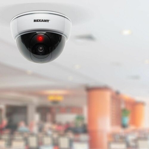 Камера видеонаблюдения муляж камеры видеонаблюдения REXANT 45-0210 белый фальшивая пластиковая беспроводная камера безопасности с мигающим красным светодиодом