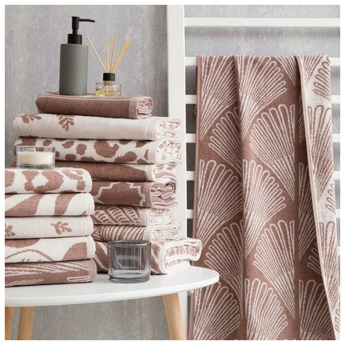 фото Полотенце махровое этель viento беж, 50х90 см, 100% хл, велюр, 420 гр/м2