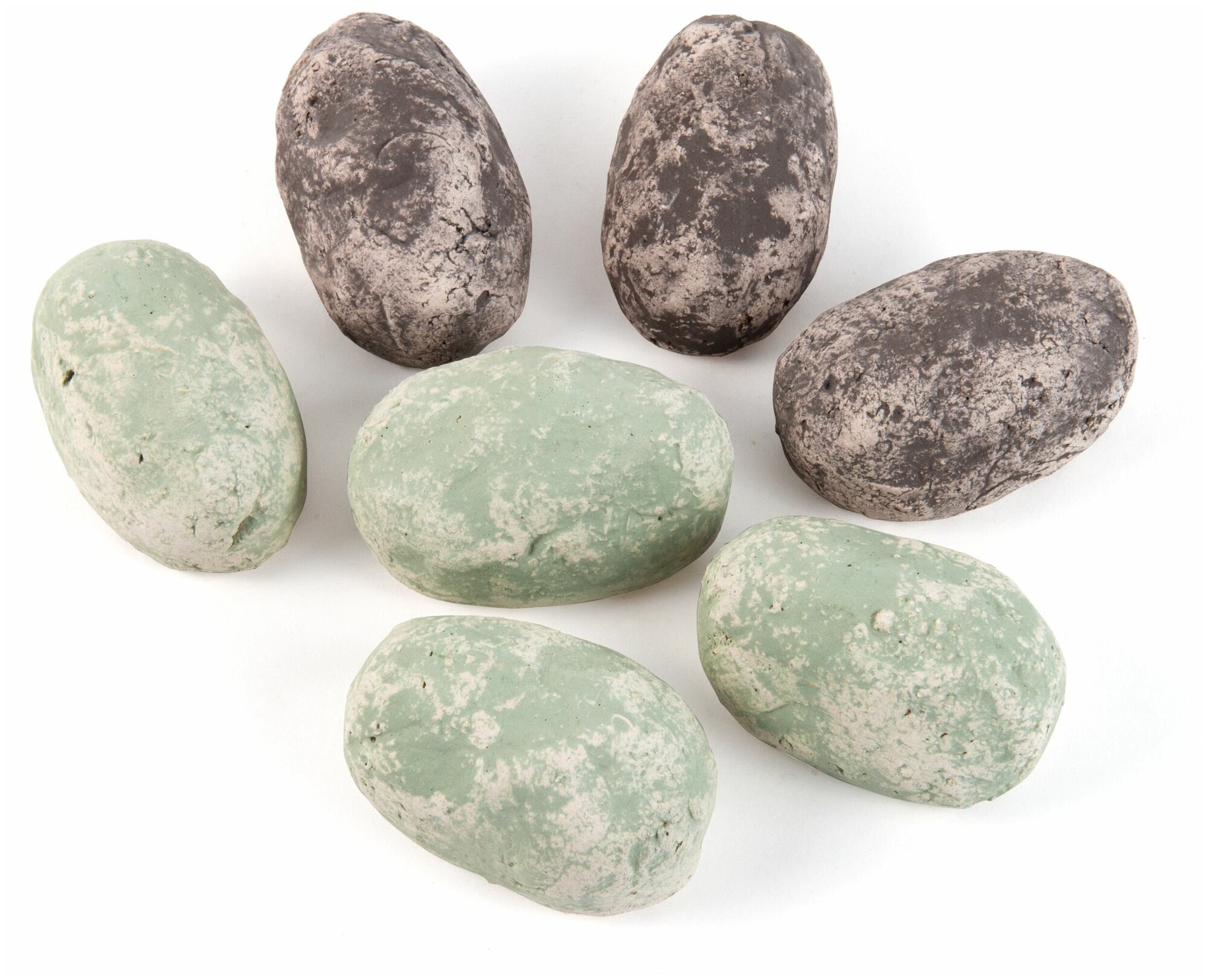 Набор Bioteplo из 7 смешанных зеленых и серых камней для биокаминов